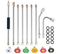 Pressure Washer Extension Wand,10 ft Replacement Lance,Power Washer Lance with Spray Nozzle Tips,2Pcs 30°,120° Curved Rod,1/4''Quick Connect,6Pcs Spray Nozzle Tips and 10Pcs O-Ring,4000 PSI