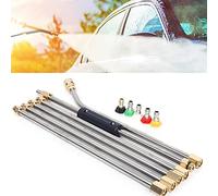 Pressure Washer Extension Wand, 4000 PSI High Pressure Washer Gun Extension Rod Power Washer Replacement Lance with 5 Nozzle Tips, 1/4 Inch Quick Connect, 10 Pcs Rubber Ring (with 30° Curved Rod)
