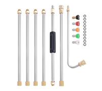Pressure Washer Extension Wand, 4000 PSI High Pressure Washer Gun Extension Rod Power Washer Replacement Lance with 5 Nozzle Tips, 1/4 Inch Quick Connect, 10 Pcs Rubber Ring (with 120° Curved Rod)