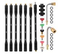 Pressure Washer Extension Wand,7 Section Rod,6 Nozzle Tips,2 Elbows,4000PSI | Compatible with Karcher 1/4" Quick Connect,Anti-Breakage Extension Lance for Gutter & Surface Cleaning