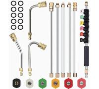 Pressure Washer Extension Wand Power Washer Lance with Spray Nozzle Tips,30°,90°,120° Curved Rod, 1/4’’Quick Connect, 10 Replaceable Anti-Leaked Ring,4000 PSI