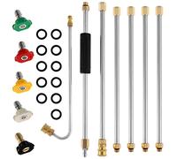 Pressure Washer Extension Wand Set 4000 PSI High Pressure Washer Gun Extension Rod Gutter Cleaning Tools Telescopic Roof Cleaner Lance with 5 Pcs Nozzle Tips 1/4 Inch Quick Connect 10 Pcs Rubber Ring