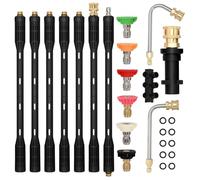 Pressure Washer Extension Wand Set with Adapter, Compatible with Karcher K2 K3 K4 K5 K6 K7, 4000 PSI, Roof Gutter Cleaning Tool with 6 Nozzle Tips, 1/4 Inch Quick Connect
