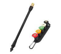 Pressure Washer Extension Wand with for 5 Nozzles 1/4" Quick Connect for Karcher for K Series High Pressure Cleaning Kit Straight and Curved Rods for Gutters Roofs Cars