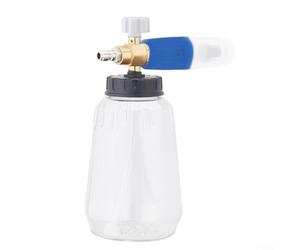 Pressure Washer Foam Soap Bottle with 1/4 Inch Quick Connect, 1L Capacity, Adjustable Nozzle for Car and Boat Roof Cleaning (Blue White 1L)