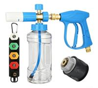 Pressure Washer Foam Sprayer Kit 5 Nozzles Copper Steel Adjustable | Includes detergent bottle compatible with cars for windows driveways and works with for karcher for k2 for k7