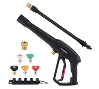 Pressure Washer Gun with Power Wash Extension Wand,5 Spray Nozzle Tips, M22-15mm & M22-14mm Fitting Compatible with Karcher, Ryobi, Greenworks,Powerstroke Electric Pressure Washer-4000 PSI MAX