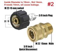 Pressure Washer Hose Adapter M22 14mm 15mm Swivel to 3/8 Inch Quick Connect Coupler for Electric Pressure Washers, Plastic Brass Stainless Steel, 5000 PSI M22 15mm to 3-8 inch