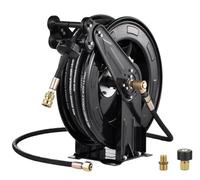 Pressure Washer Hose Reel, 50 ft x 3/8 inch Retractable Power Heavy-Duty Steel Washer Hose Reel 4000PSI,Auto-Rewinding, Flexible Wall/Floor Mounted for Car Washing,Floor Cleaning,Garden