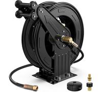 Pressure Washer Hose Reel,Adjustable Dual Arm,Easy to Use,Automatic Rewind,Wall Mountable,for Air,Oil,Water (15M)