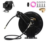Pressure Washer Hose Reel, Double Arm Automatic Retractable Wash Hose Reels with Stop Function, Wall Bracket, Steel Auto Rewind Pressure Cleaning Hose for Water Air Oil(25m/82ft)