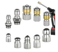 Pressure Washer Nozzle | Rotary Head Attachment Set of 10 Pieces for Deep Cleaning for Home, Bathroom, Kitchen, Floor Drain, Download, Grease Siphon, Pipe, Sink