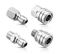 Pressure Washer Quick Connect 3/8 Inch Stainless Steel Male and Female Quick Connector Kit Pressure Washer Adapters Hose Quick Connector, 4 Pack