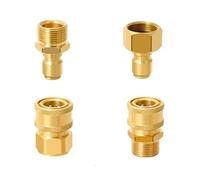 Pressure Washer Quick Connect Kit Brass M22 15mm to 3/8 Inch Hose Quick Connect Fitting Coupler Adapters for Power Washer Gun Hose Pump 4 PCS Set Gold Color