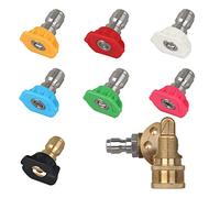 Pressure Washer Spray Nozzle Tips Set of 8, 1/4 inch Quick Connect and Multiple Degrees, Pivot Adapter Coupler with 5 Rotation Angles 2.5 GPM 4500PSI