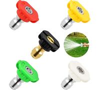 Pressure Washer Tips, Universal Pressure Washer Nozzle Tips (5 Pack), Power Washer Nozzle Tips for 1/4'' Quick Connect, 4500 PSI Multiple Degrees Pressure Washer Spray Nozzle (0、15、25、40、65) 3.0 GPM