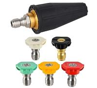 Pressure Washer Turbo Nozzle,RoadLoo Turbo Spray Nozzle Tips Kit with 5 Rotating with Quick Connect Plug 1/4 Inch Quick Connect Rotating Multiple Degrees for Car Garden Cleaning