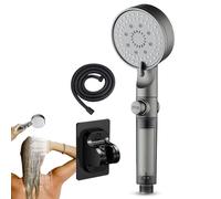 Pressurized Shower Head,5 Spray Modes Filtered Shower Head with Handheld - Bathroom Showerhead Accessories with Hose and Bracket for Spa Hotel Apartment Living Travel Rest Room RV
