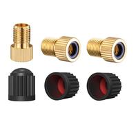 Presta Valve Adaptor - 6 Pack Brass Presta Valve Adapter Set with 3 Straight-Knurled Connectors & 3 Sealed Presta Valve Caps, Works with Standard Bike Pump Adaptor & Presta Valve Pump for Bicycles