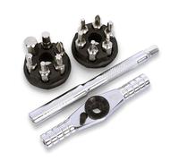 Prestacycle T-Ratchet Pro Tool Set - Compact 3-Way Ratchet Wrench with Extension Bar & 12 S2 Steel Bits - Reversible Thumb-Wheel Torque Ratchet for Bike & Workshop - 60Nm Rated