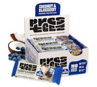 Presteez Coconut & Blueberry Protein Enhanced Energy Bars - High Fibre Gut Friendly Healthy Snacks, 10g Protein, 7g Fibre, No Added Sugar, Gluten Free Snacks, 50g, 12 Pack
