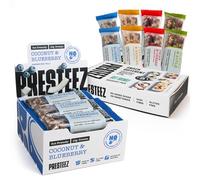 Presteez Gut Friendly Blueberry Bundle: Variety 8 Pack and Coconut & Blueberry 12 Pack - No Added Sugar or Sweeteners, Healthy Snacks, Gluten Free, Prebiotics, High Fibre & Vitamin C,10g Protein, 50g