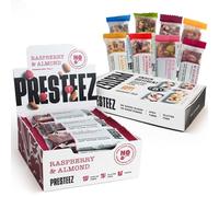 Presteez Happy Raspberry Bundle: Flavour Selection 8 Pack and Raspberry & Almond Bars 12 Pack - No Added Sugar or Sweeteners, Healthy Snacks, Gluten Free, High Fibre Bars, 8 Flavours, 35g/50g