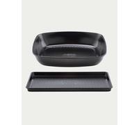 Prestige 2 Piece Inspire Carbon Steel Non-Stick Roaster and Oven Tray Black