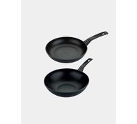 Prestige 2 Piece Non-Stick Frying Pan & Wok Set Black