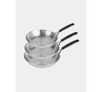 Prestige 3 Piece Made to Last Stainless Steel Frying Pan Set Silver