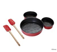 Prestige New Disney Bake with Mickey Mouse Bakeware Set with 3 Piece Mickey Head Cake Tin and Silicone Spatula Set of 2