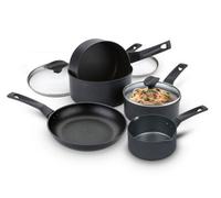 Prestige 9 X Tougher Black Round Aluminium Induction Suitable Dishwasher Safe Cookware Set Pack Of 5