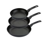 Prestige 9 X Tougher Black Round Aluminium Induction Suitable Dishwasher Safe Non-Stick Frying Pan Set Triple Pack
