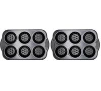 Prestige Aerolift 6 Cup Muffin Trays Non Stick - Cushion Base Easy Release Muffin Tin, Fridge/Freezer/Dishwasher Safe, Durable Carbon Steel, Perfect for Cakes & Bakes - 28cm x 18cm x 13cm (Pack of 2)