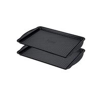 Prestige Aerolift Baking Trays for Oven Non Stick Set of 2 - Dishwasher Safe Oven Tray Set with Extra Large Handles, Durable Carbon Steel, L 43.5 cm W 30.3 cm H 2 cm Oven Trays
