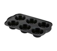Prestige Aerolift Black Rectangular Steel Easy Clean Non-Stick 6 Cup Muffin Tin