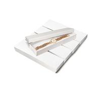 Prestige and Fancy Jewelry Gift Boxes, 20 Pack, 8 x 2 x 0.9 - Cotton Filled Cardboard Gift Box with Lids for Watches, Bracelets, Anklets, For Christmas, Party Favors, Jewelry Store (White)