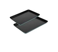 Prestige x Nadiya Baking Tray Set of 2 - Non Stick Oven Trays, Durable Steel, Freezer & Dishwasher Safe Bakeware, 33 x 23cm & 39 x 25cm, Blue/Black