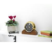Prestige Brass Moon Gardening Clock & Dark Stain English Oak Mantle Mount