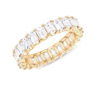 Prestige Capital Jewelry 2024 Cubic Zirconia Ring for Women Emerald Cut Cubic Zirconia Eternity Ring Wedding Band Style Continuous Diamond Design, 6-8, Plastic, Diamond