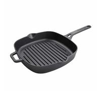 Prestige Cast Iron 25cm Grill Pan - Pre-Seasoned, Non-Toxic, Induction & Oven Safe, Easy Clean, Black