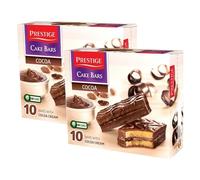 Prestige Cocoa Cream Cake Bars 300g | Halal Sponge Cake Bars | 10 Cake Bars in a Pack | No GMO | No Hydrogenated Fats | Halal Certified (Cocoa Cream Bars, 2 Pack)
