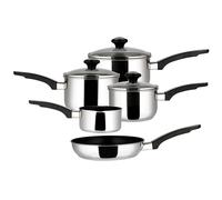 Prestige Cookware Set in Stainless Steel Dishwasher Safe Fry Pans - Pack of 5 Silver 14/16/18/20/24 cm Diameter