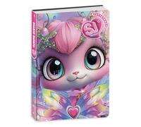 PRESTIGE & DELUXE School Calendar Seven SJ Girl Girl Line Animal Cute Cat Pink Rainbow Eyes 2025-2026 Dated F.to Standard 20 x 15 cm + Keychain with Sequins and Pen Multicolor