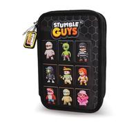 PRESTIGE & DELUXE School Pencil Case Stumble Guys Characters - Pool Over 3 Levels Complete Black + Free Character Key Ring, multi-coloured, standard, Pencil Case