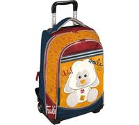 PRESTIGE & DELUXE Trolley Backpack Plush Puppy Rabbit Orange 2 Compartments with Zipper, Padded Shoulder Straps, for Girls, Elementary and Middle Schools