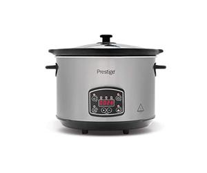 Prestige - Digital Slow Cooker 5.5 Litre - Easy to Use Programmable Timer - 3 Cooking Modes - LCD Display - See Through Glass Lid - 2 Year Guarantee - Grey