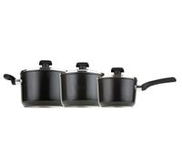 Prestige Duraforge Induction Aluminium Saucepan, Black, Set of 3