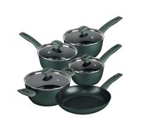 Prestige Earth Friendly Non-Stick Induction Cookware Set - 5-Piece, 24cm Frying Pan, 3 Piece Saucepan Set & Stockpot, Non-Toxic, Plant Based Coating, Made in Italy