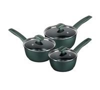 Prestige Earth Friendly Non-Toxic Non-Stick Induction Saucepan Set with Lids - 3 Piece (16cm, 18cm, 20cm), Plant Based Coating, Non Toxic, Made in Italy, Green